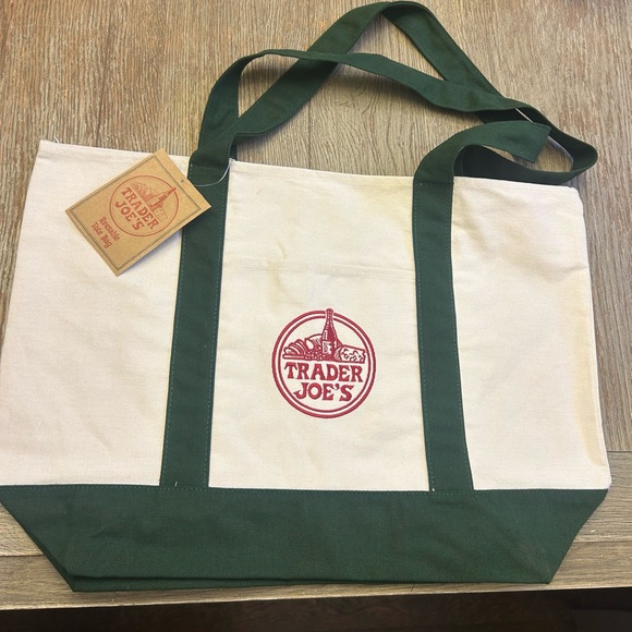Trader Joe’s Handbags - Green and White Tote Bag